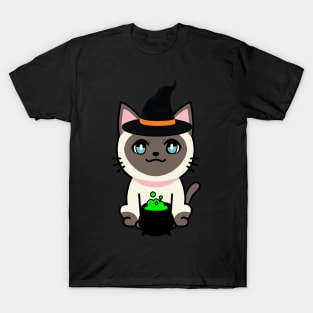 Cute siamese cat is a witch T-Shirt